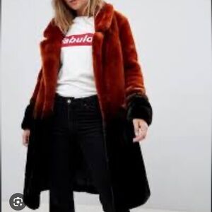 Urbancode Black Ombre Faux Fur Coat